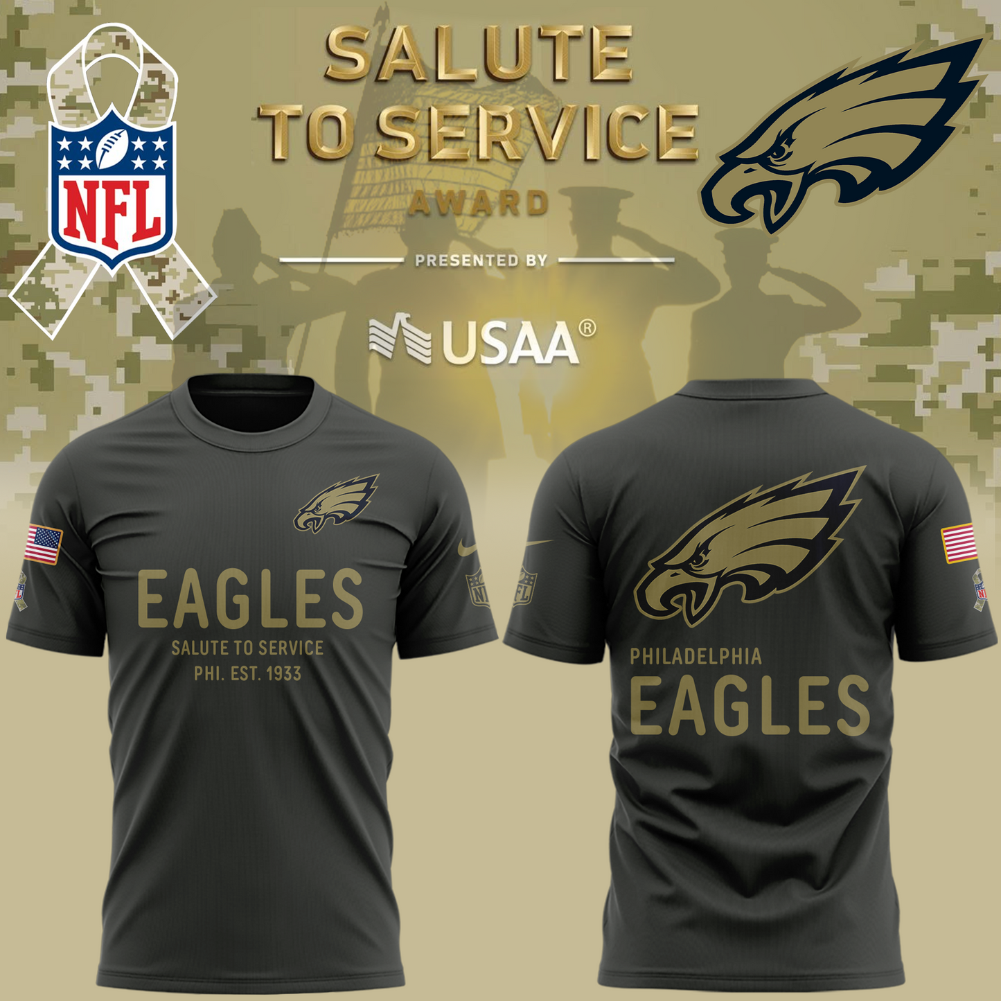 Philadelphia Eagles Salute to Service Sideline 2025 T Shirt