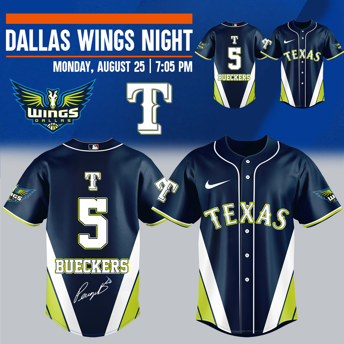 Texas Rangers _ Dallas Wings Jersey 2025 signature