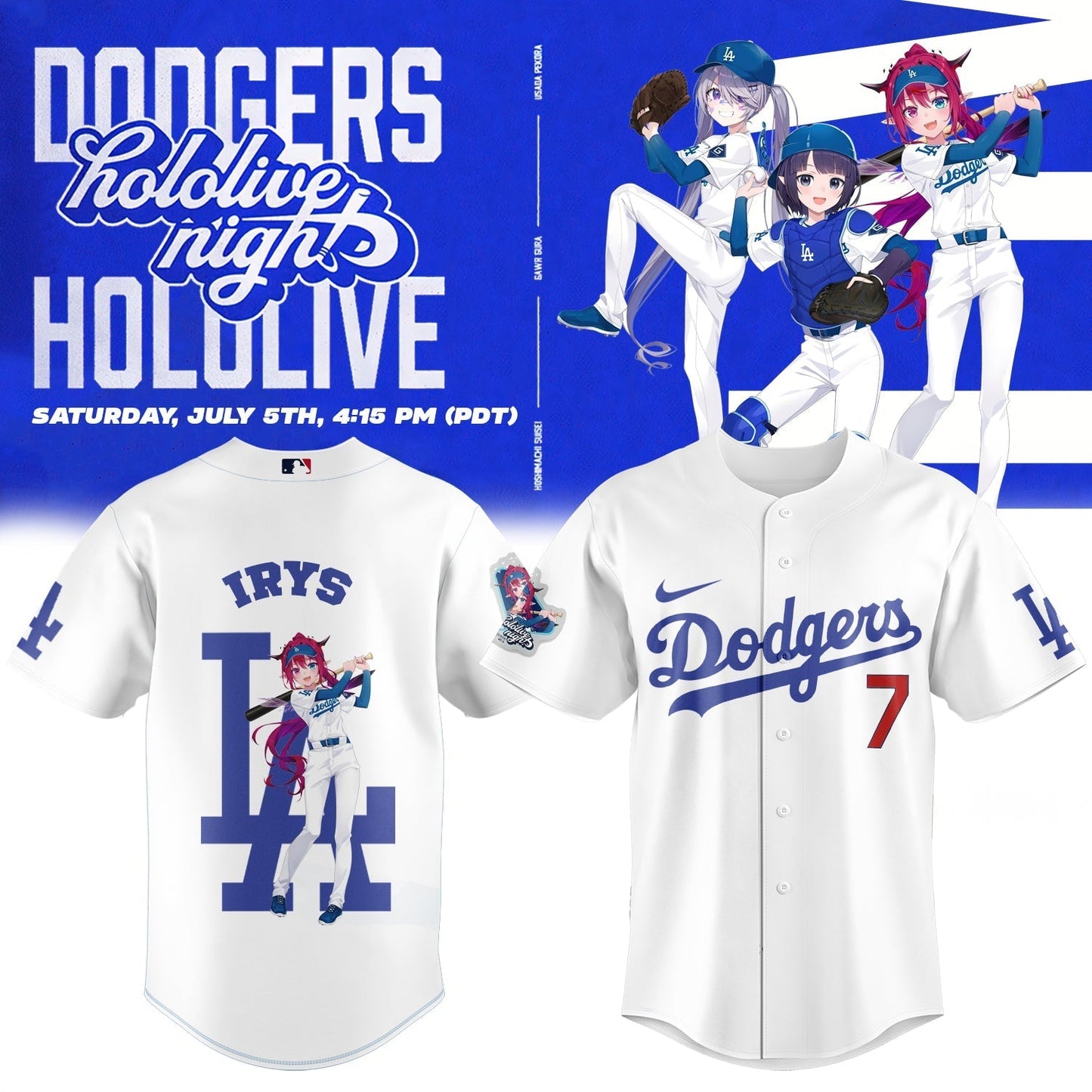 Los Angeles Dodgers _ Hololive Night IRyS Jersey 2025
