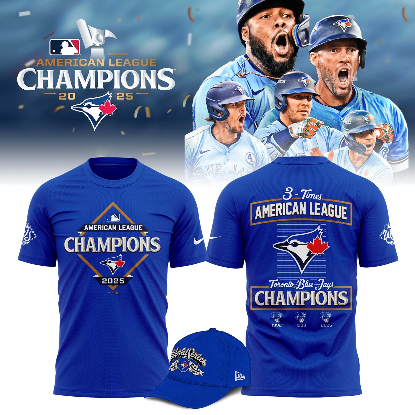 Toronto Blue Jays 2025 American League Champions Combo T-Shirt