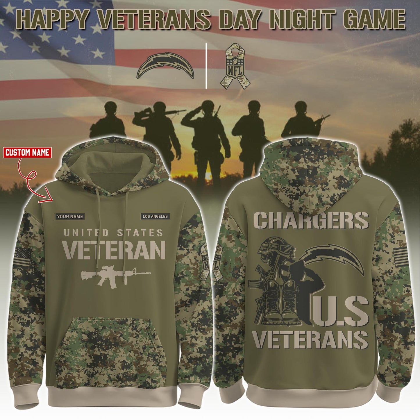 Los Angeles Chargers - Veteran Day 2025 Hoodie Limited Edions
