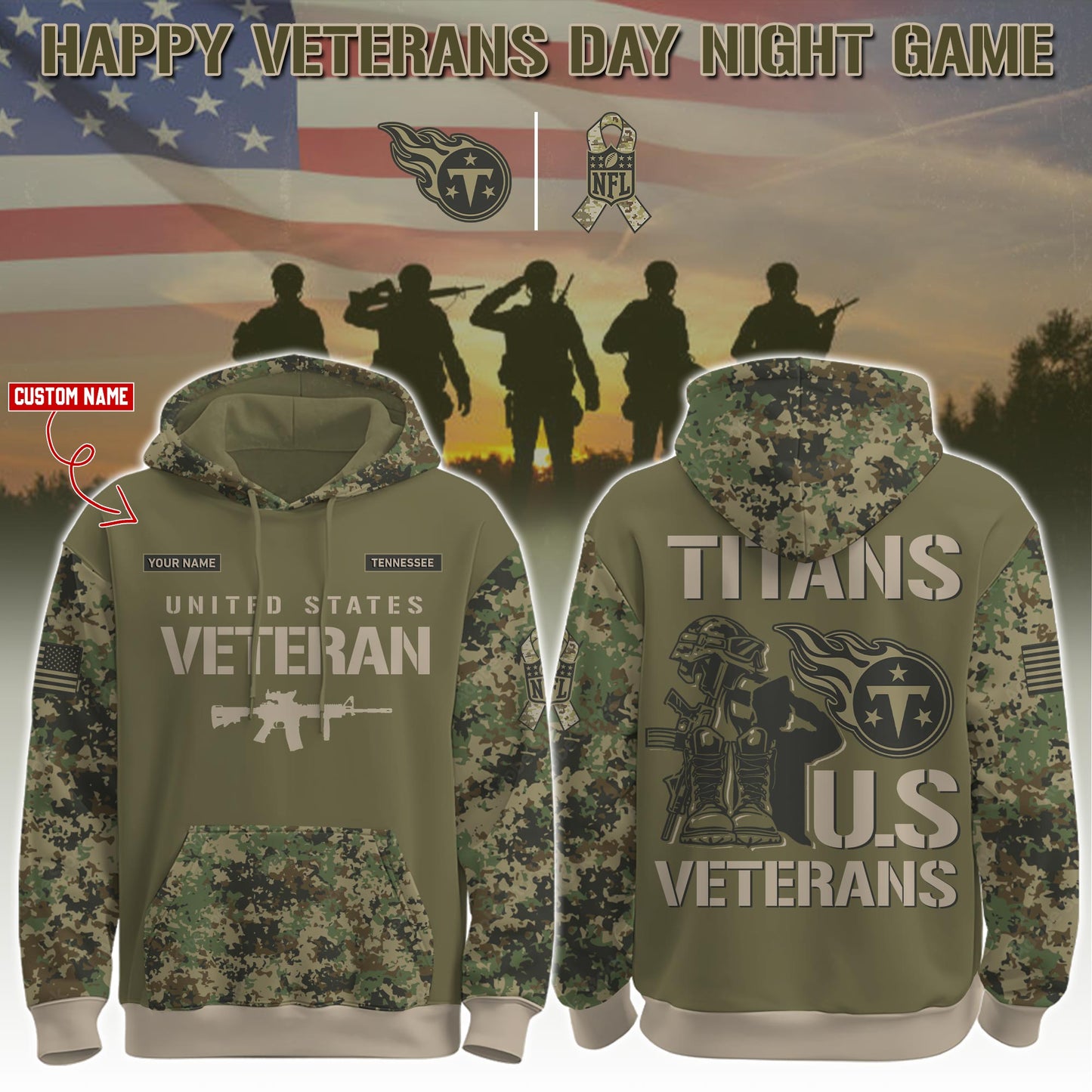 Tennessee Titans - Veteran Day 2025 Hoodie Limited Edions