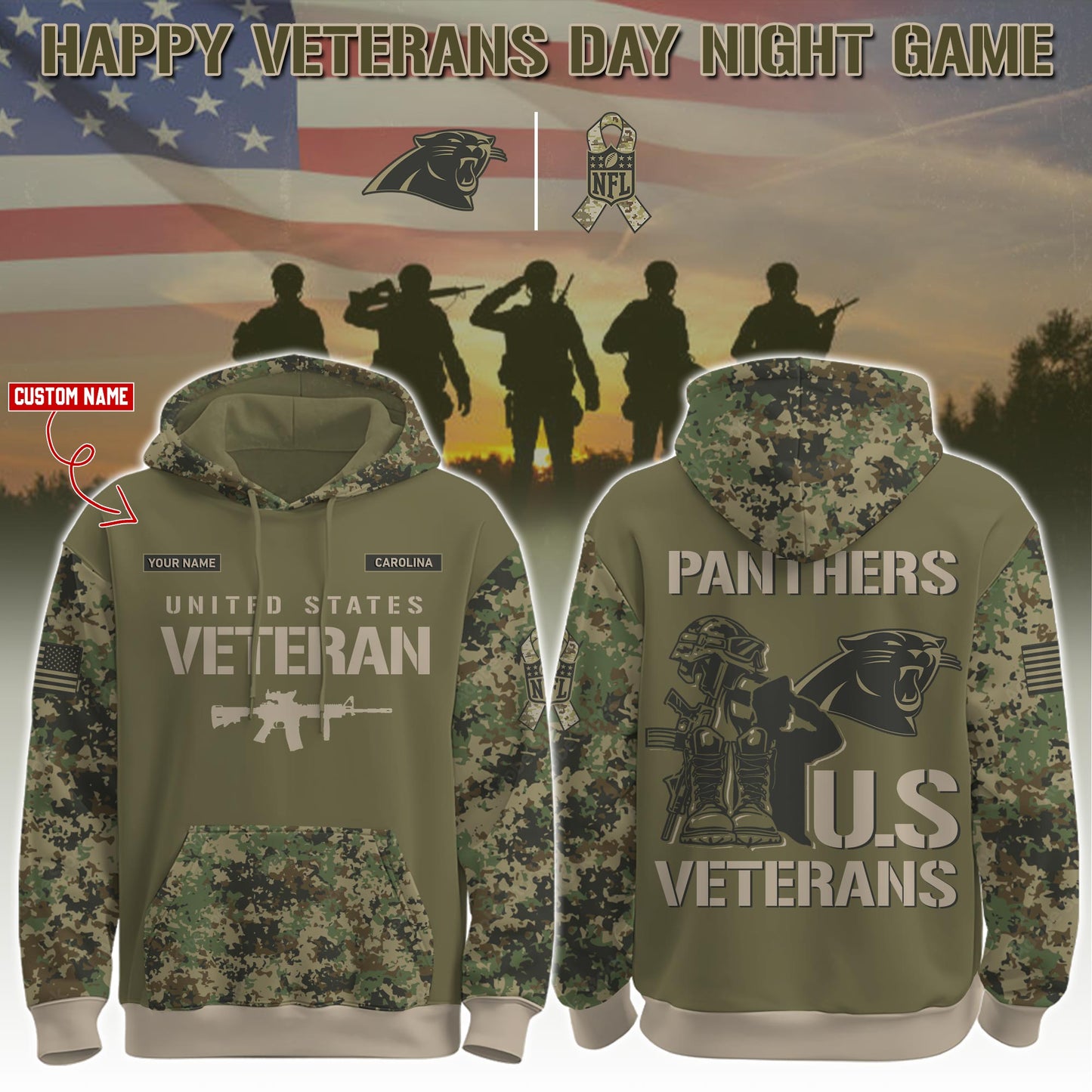 Carolina Panthers - Veteran Day 2025 Hoodie Limited Edions