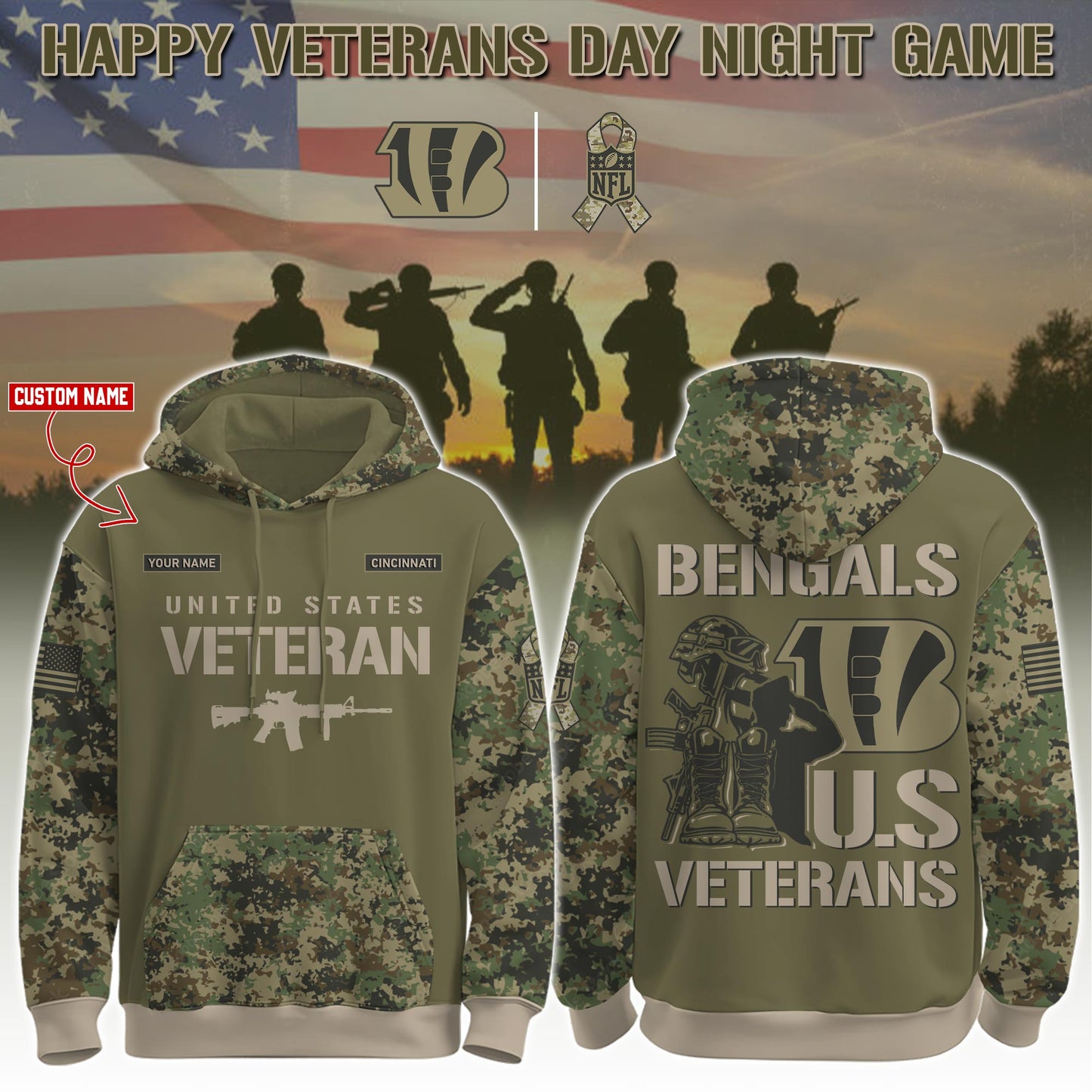 Cincinnati Bengals - Veteran Day 2025 Hoodie Limited Edions