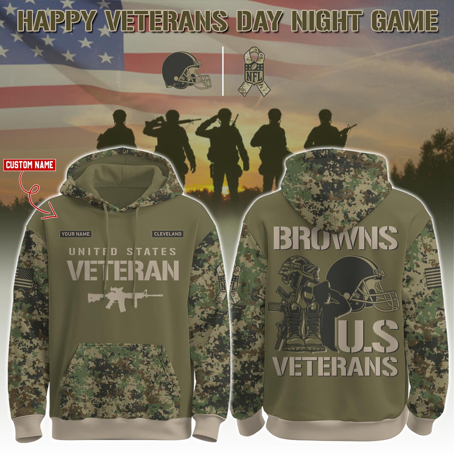 Cleveland Browns - Veteran Day 2025 Hoodie Limited Edions