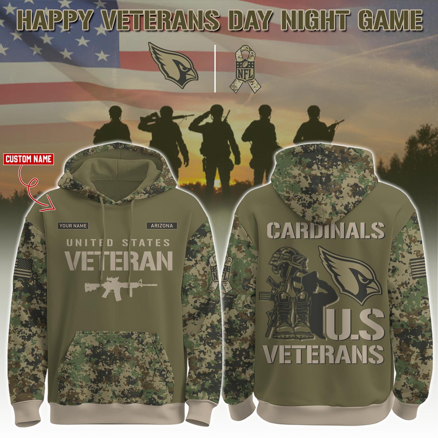 Arizona Cardinals - Veteran Day 2025 Hoodie Limited Edions