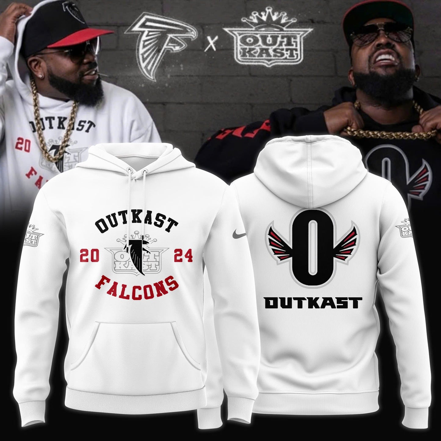 Outkast x Atlanta Falcons White Pullover 2024 Hoodie