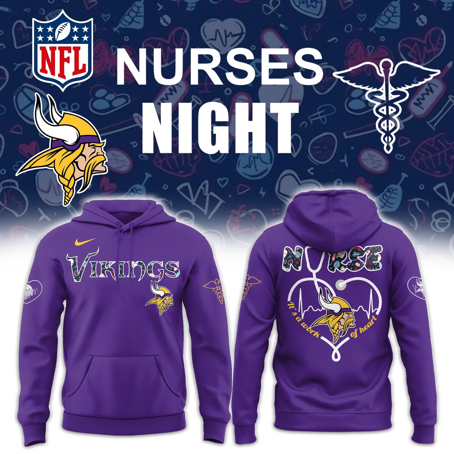 Minnesota Vikings Nurses Appreciation Purple Hoodie