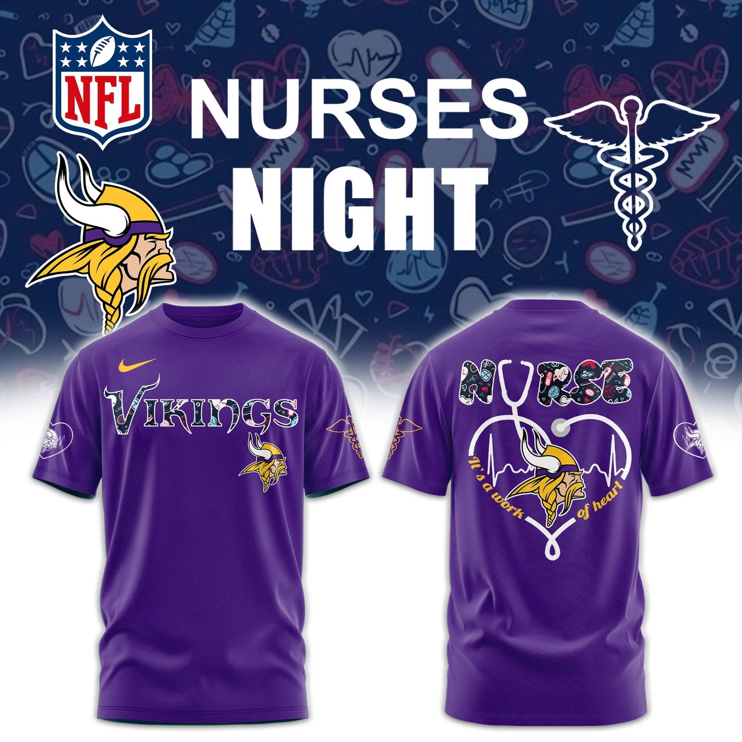 Minnesota Vikings Nurses Appreciation Purple Tshirt