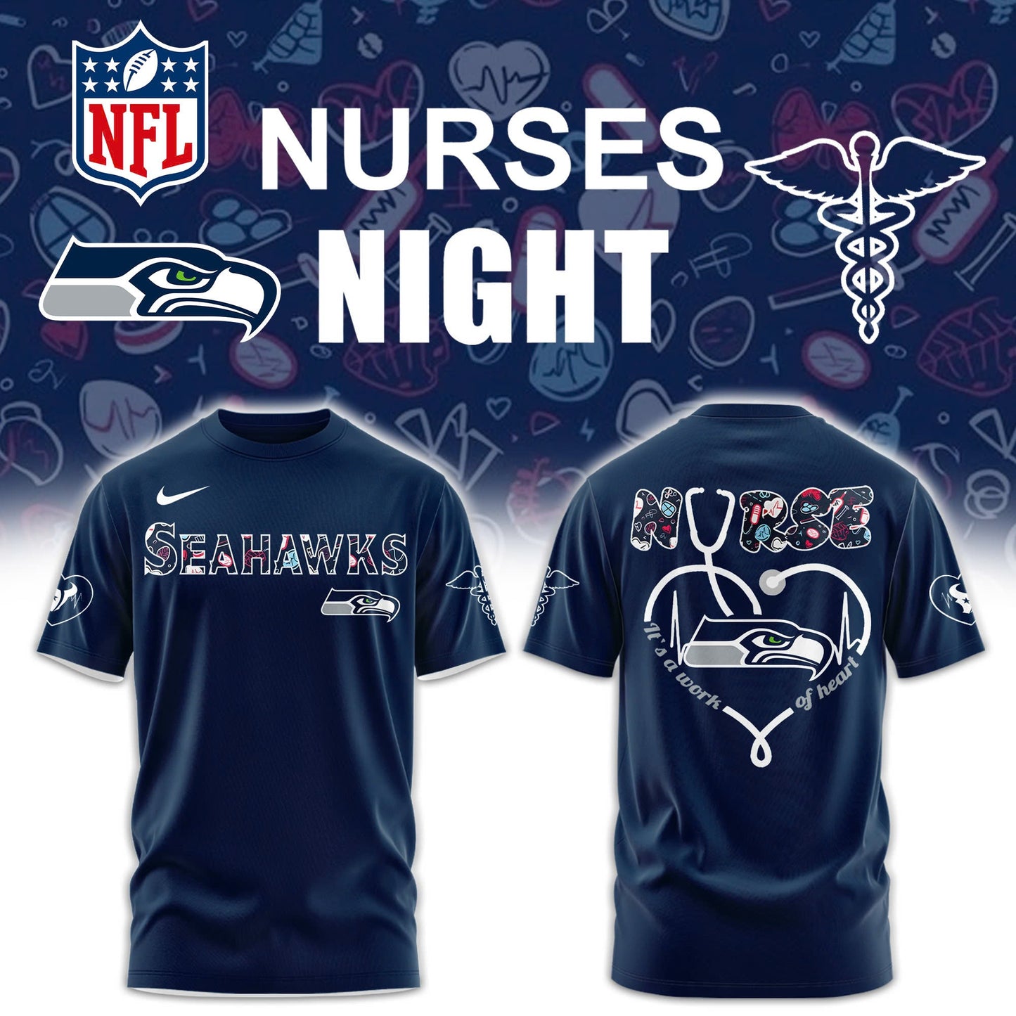 Seattle Seahawks NURSES NIGHT Combo Tshirt | Jogger | Cap