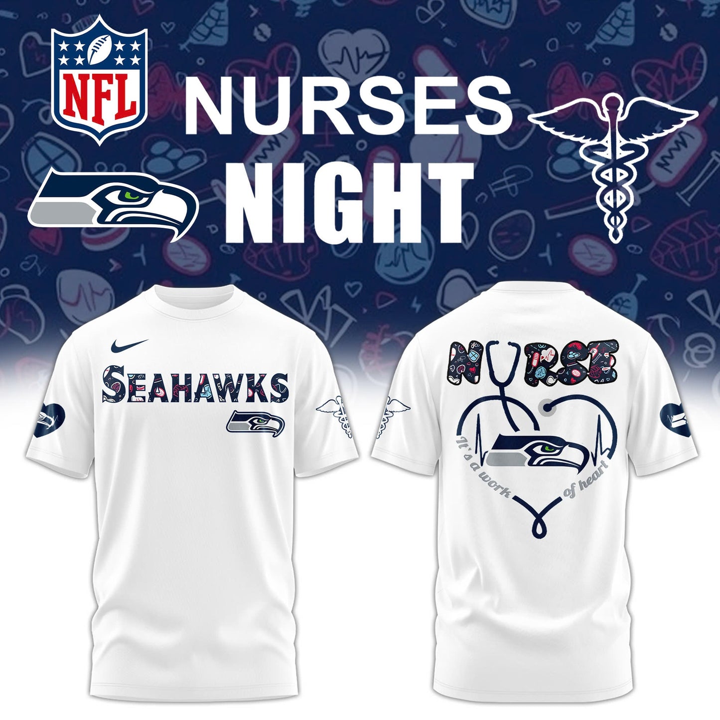 Seattle Seahawks NURSES NIGHT Combo Tshirt | Jogger | Cap V2