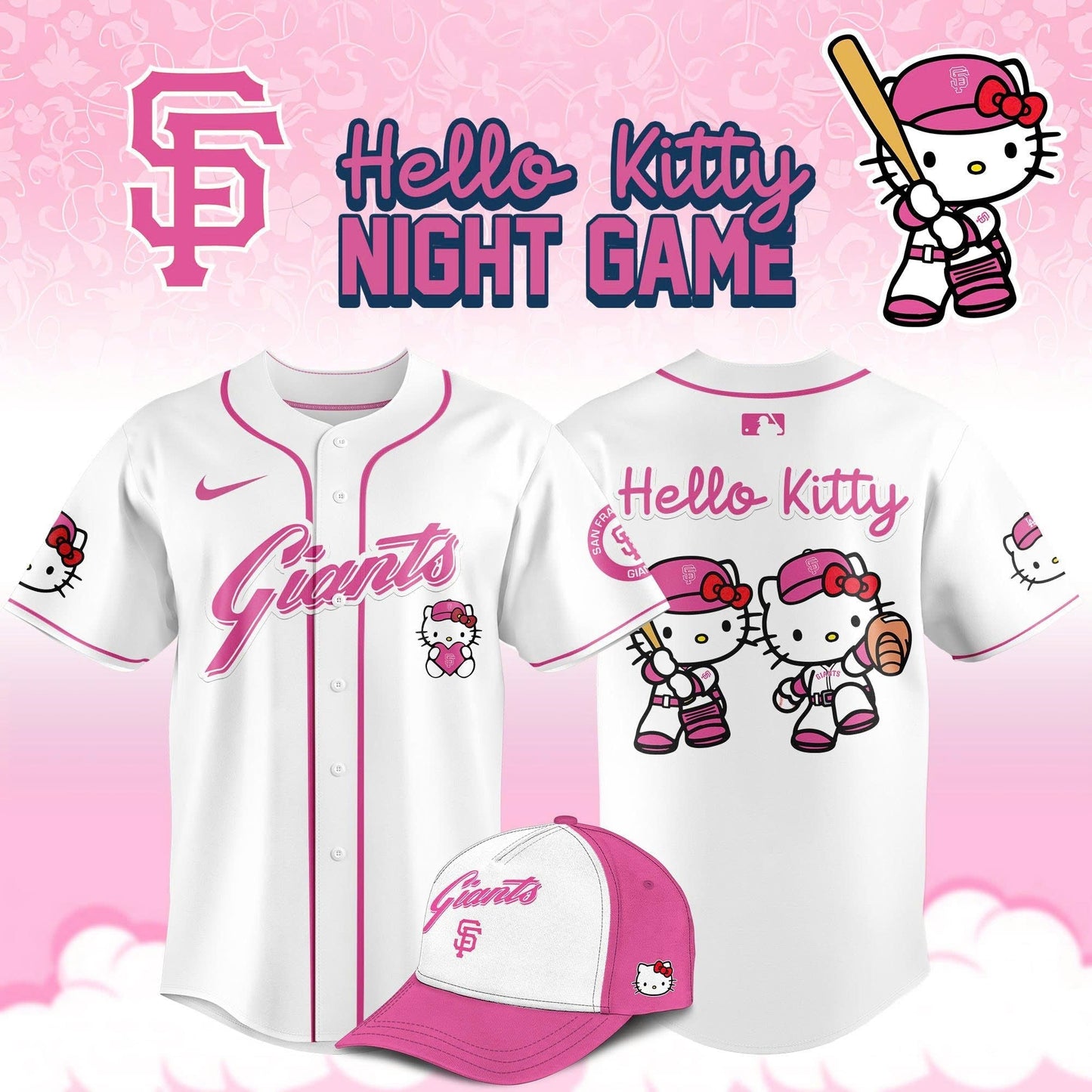 Limited Edition San Francisco Giants x Hello Kitty Night Plus Jersey