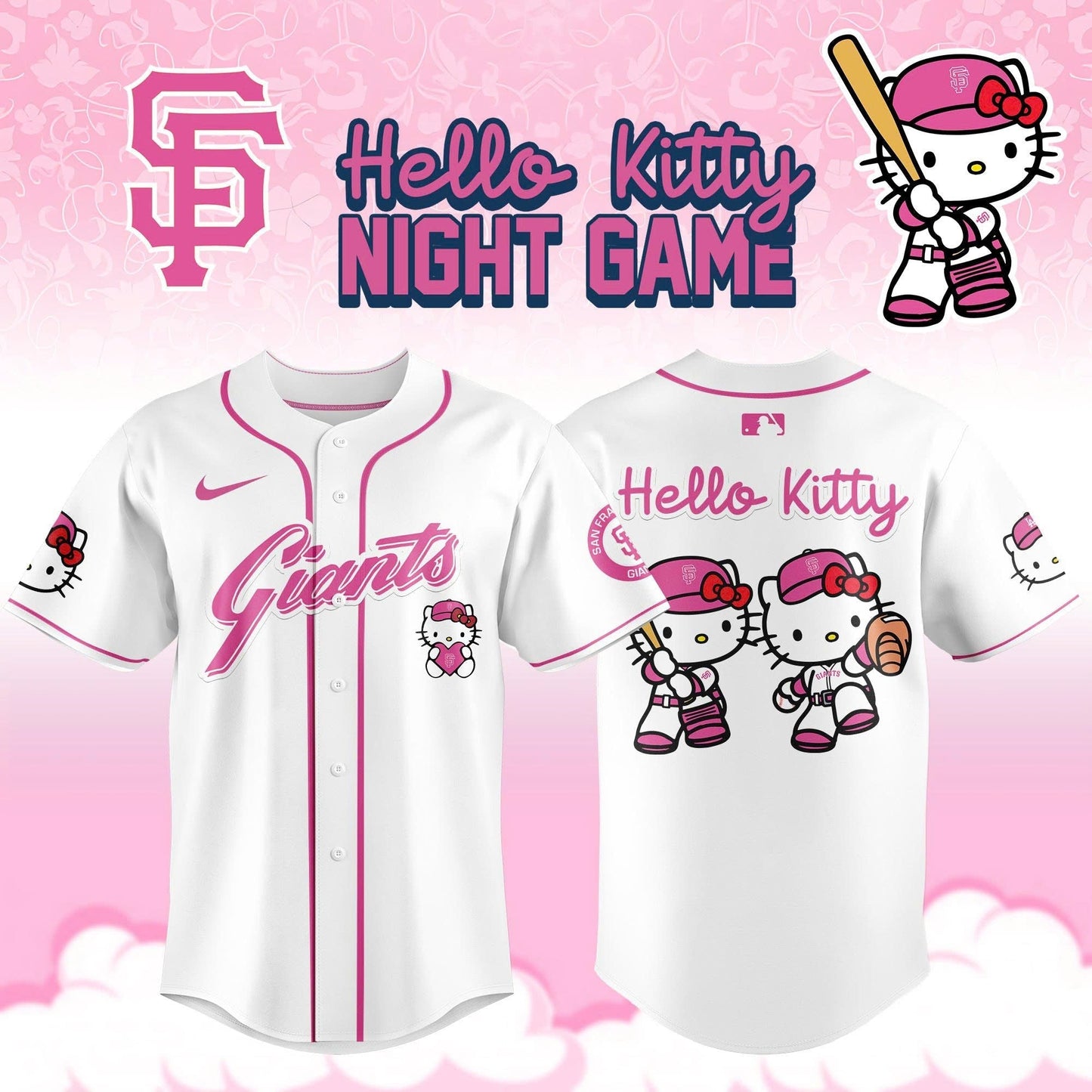Limited Edition San Francisco Giants x Hello Kitty Night Plus Jersey