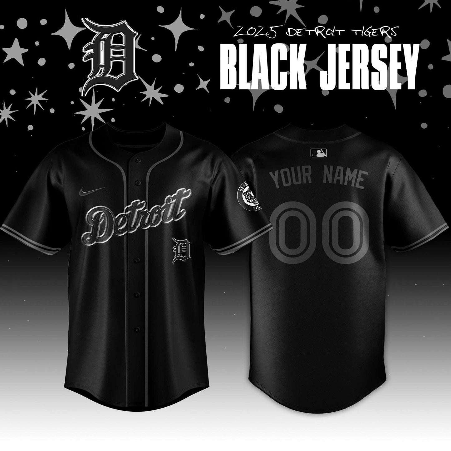 Limited Edition Detroit Tigers Back In Black Combo Custom Name & Number Jersey