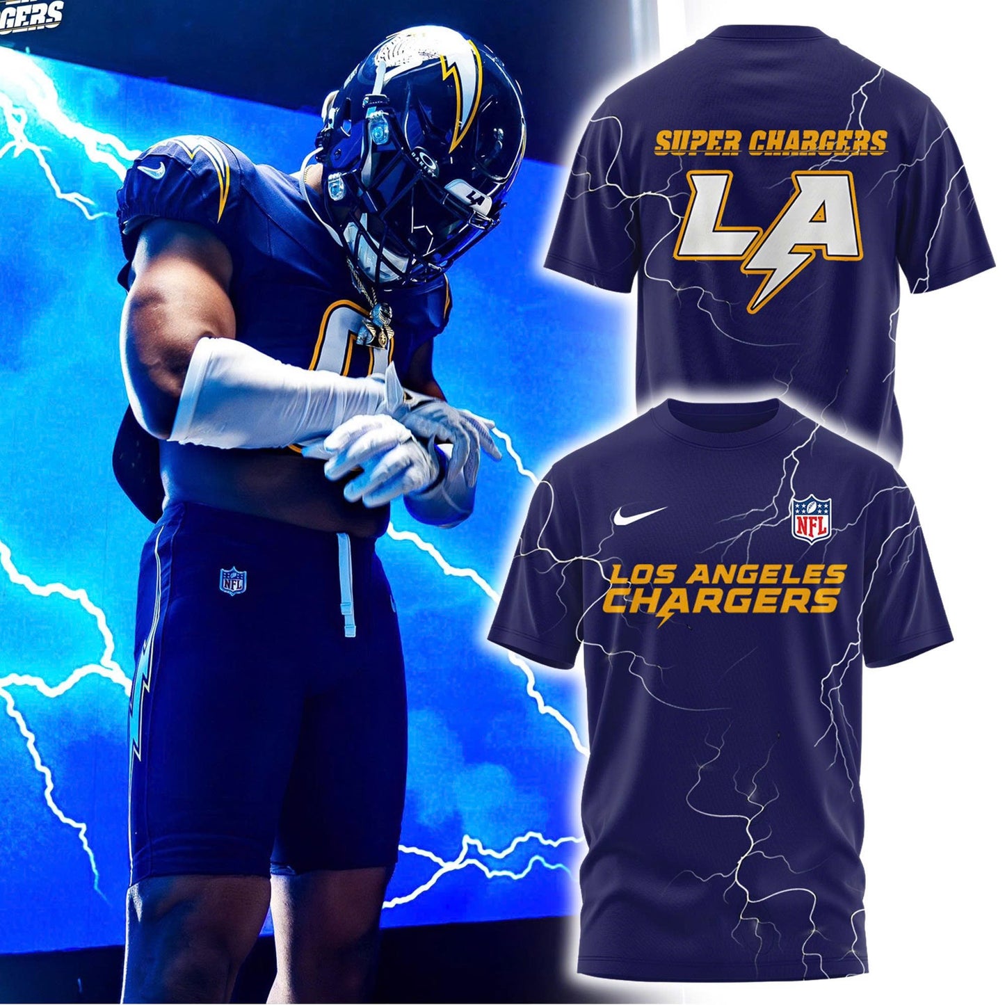 Los Angeles Chargers Super Chargers Tshirt Combo