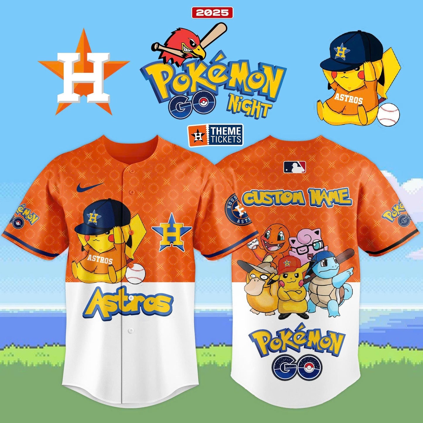 Houston Astros MLB x Pokémon Go Night 2025 Limited Edition Jersey