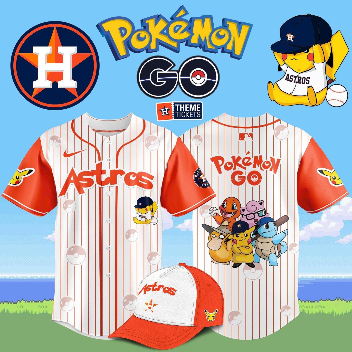 Houston Astros MLB x Pokémon Go Night 2025 Limited Edition Jersey