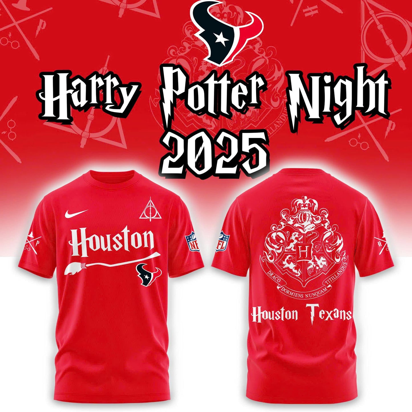 Houston Texans Liberty White Out T-Shirt Harry Potter Combo T-Shirt