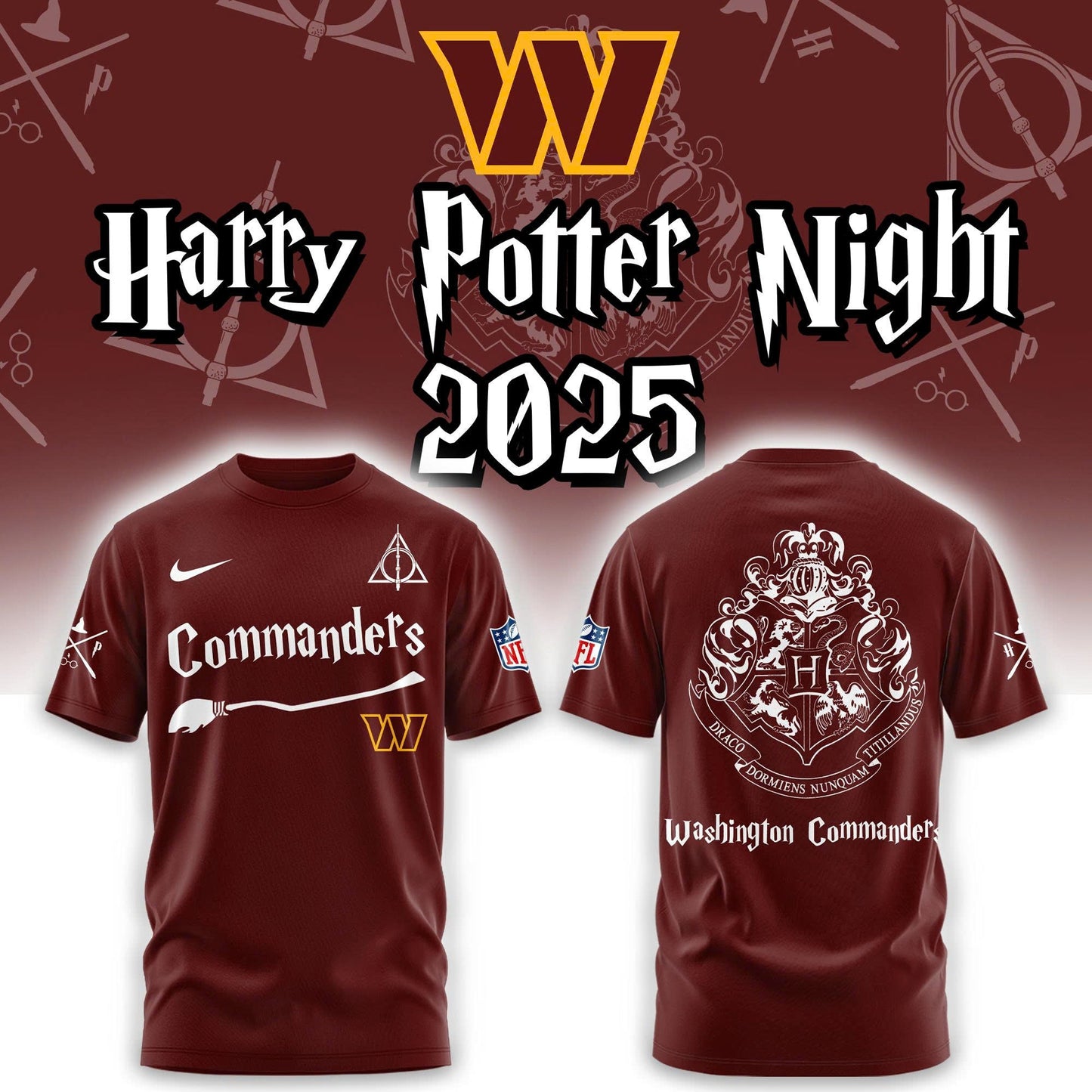 Washington Commanders Harry Potter 2025 Combo Tshirt