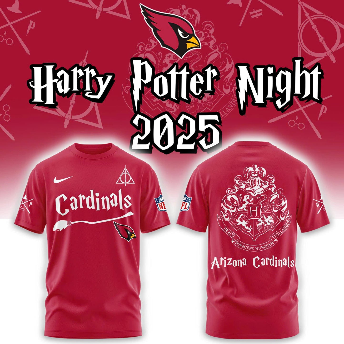Arizona Cardinals Harry Potter 2025 Combo Tshirt