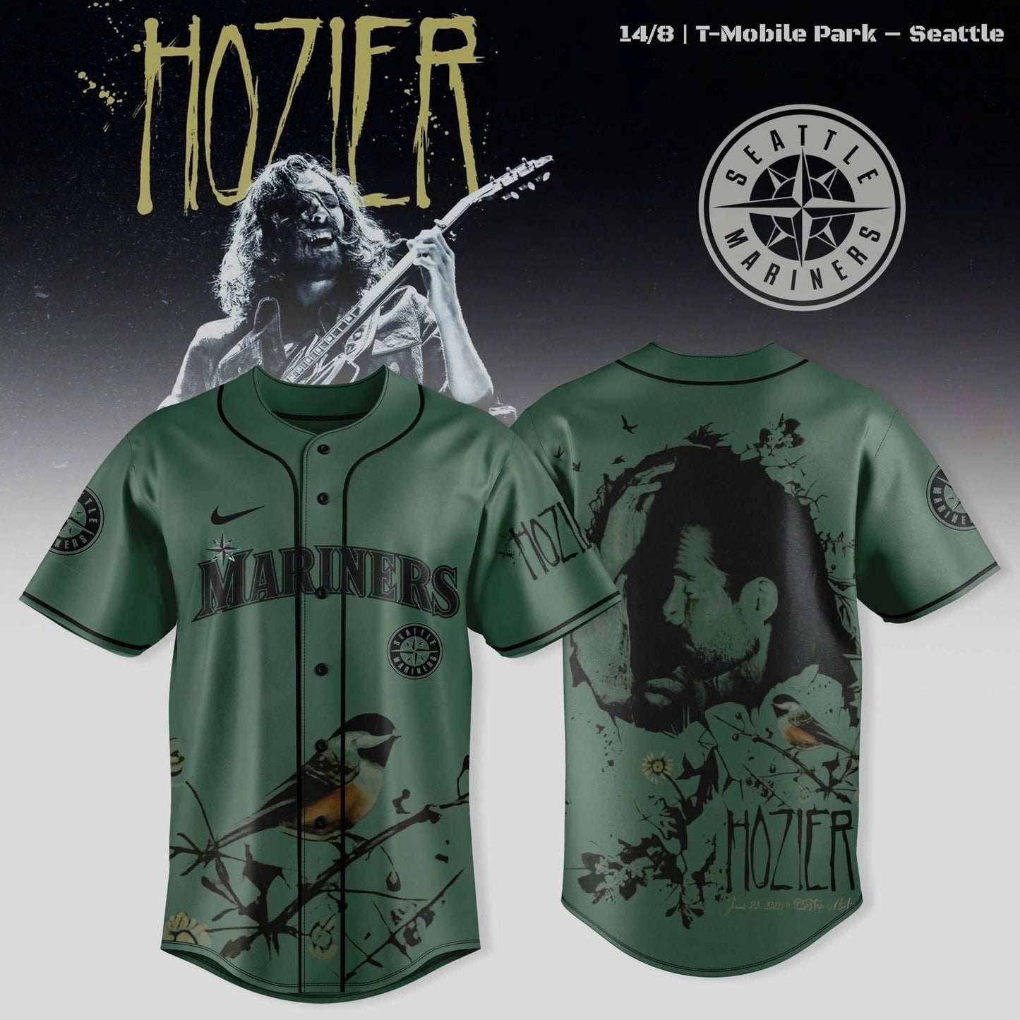 Seattle Mariners x 2025 Hozier Unreal Unearth Tour Jersey