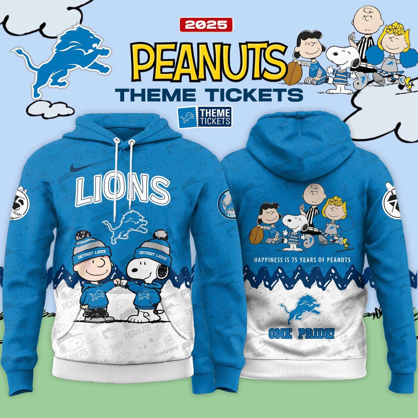 Detroit Lions x Peanuts Limited Editions 2025 Hoodie