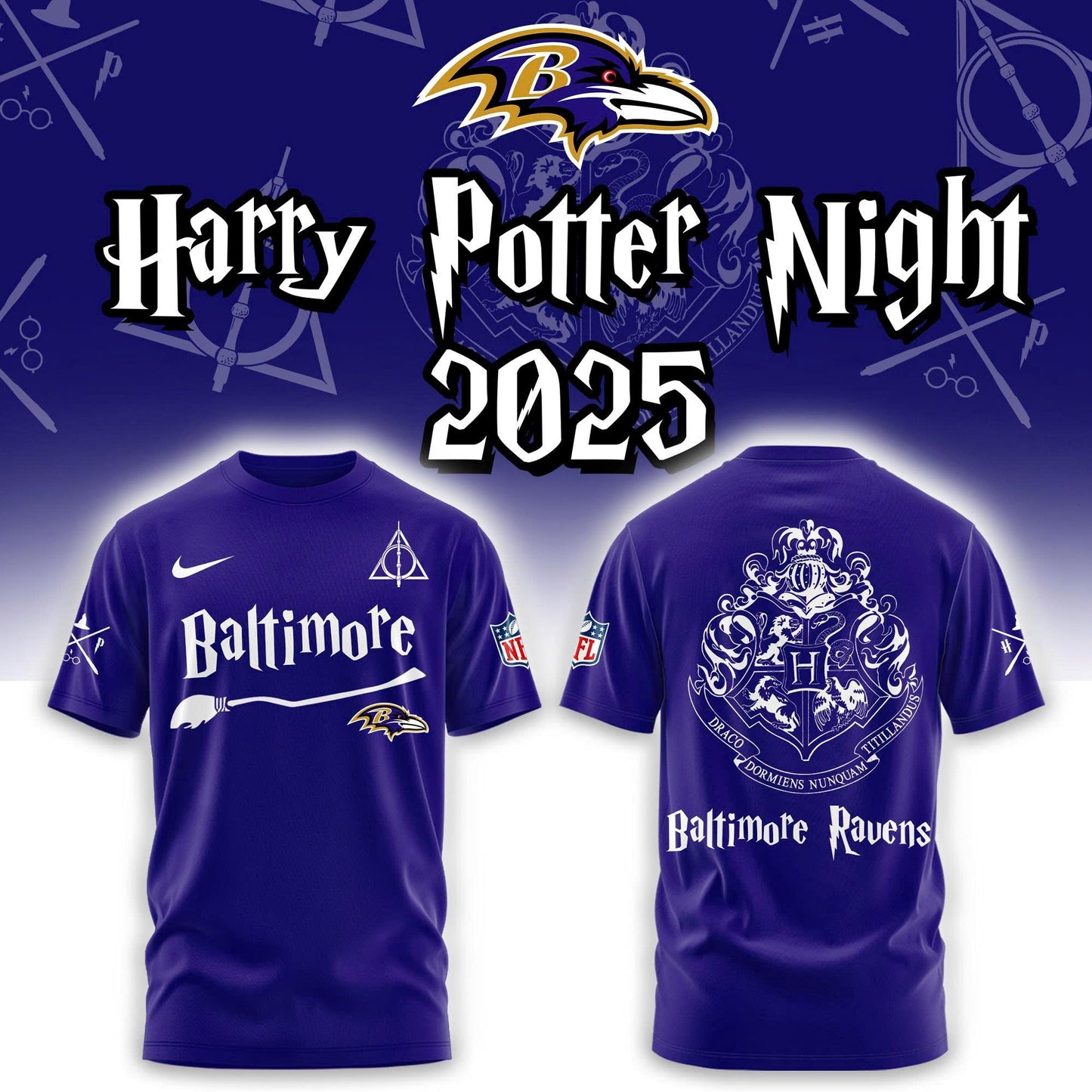 Baltimore Ravens Harry Potter 2025 Combo Tshirt