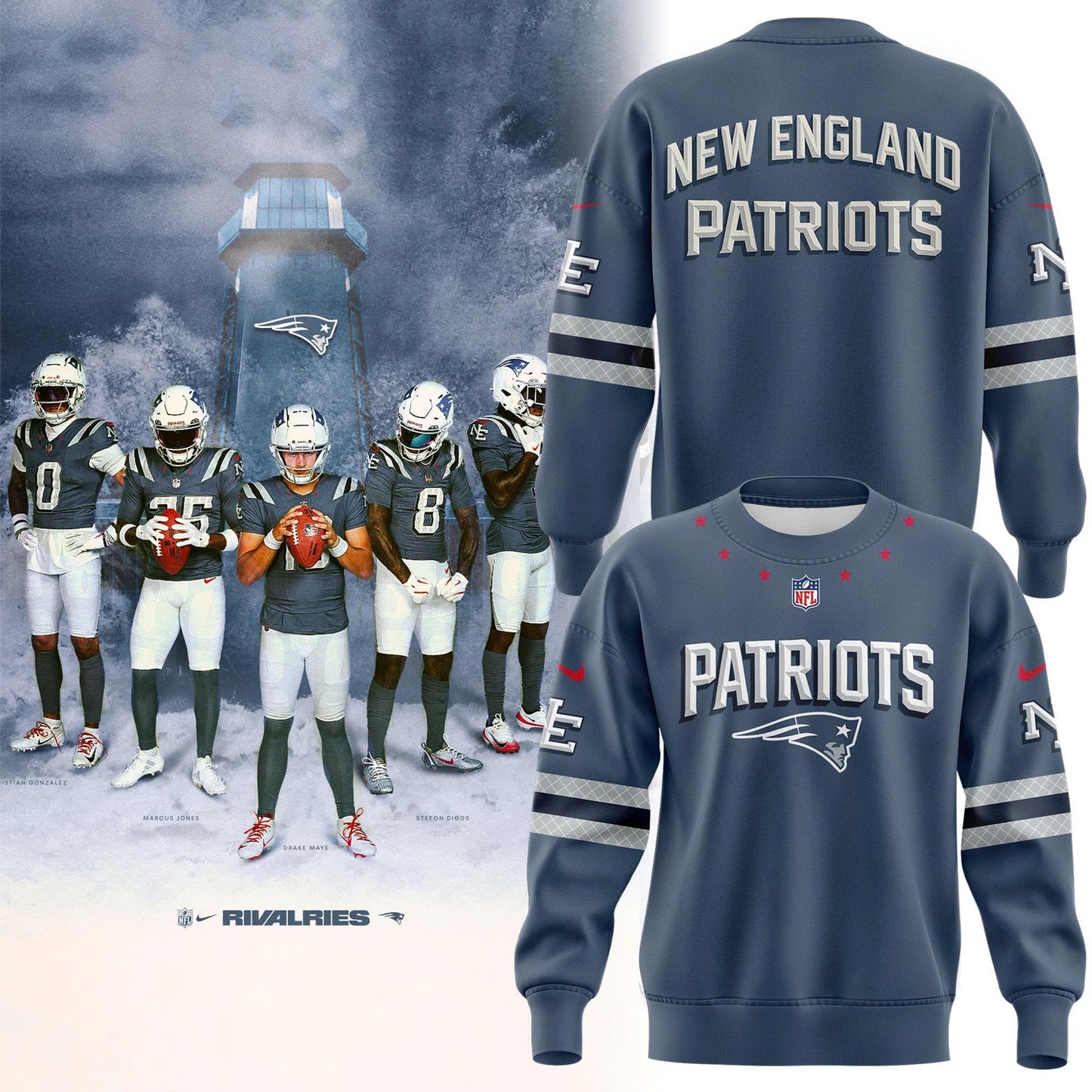 Limited edition New England Patriots Sweatshirt 𝙍𝙞𝙫𝙖𝙡𝙧𝙞𝙚𝙨. For fans in 2025!