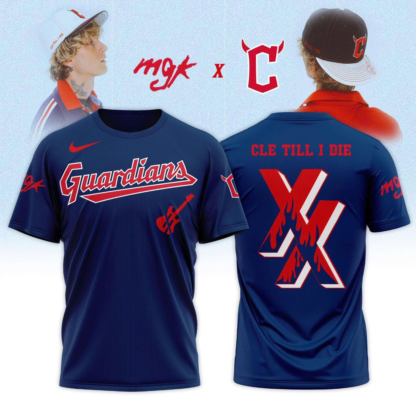 Cleveland Guardians x Mgk 2025 Limited Tshirt Navy