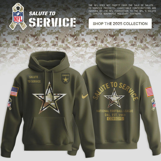 Dallas Cowboys Olive 2025 Salute to Service Limited Hoodie