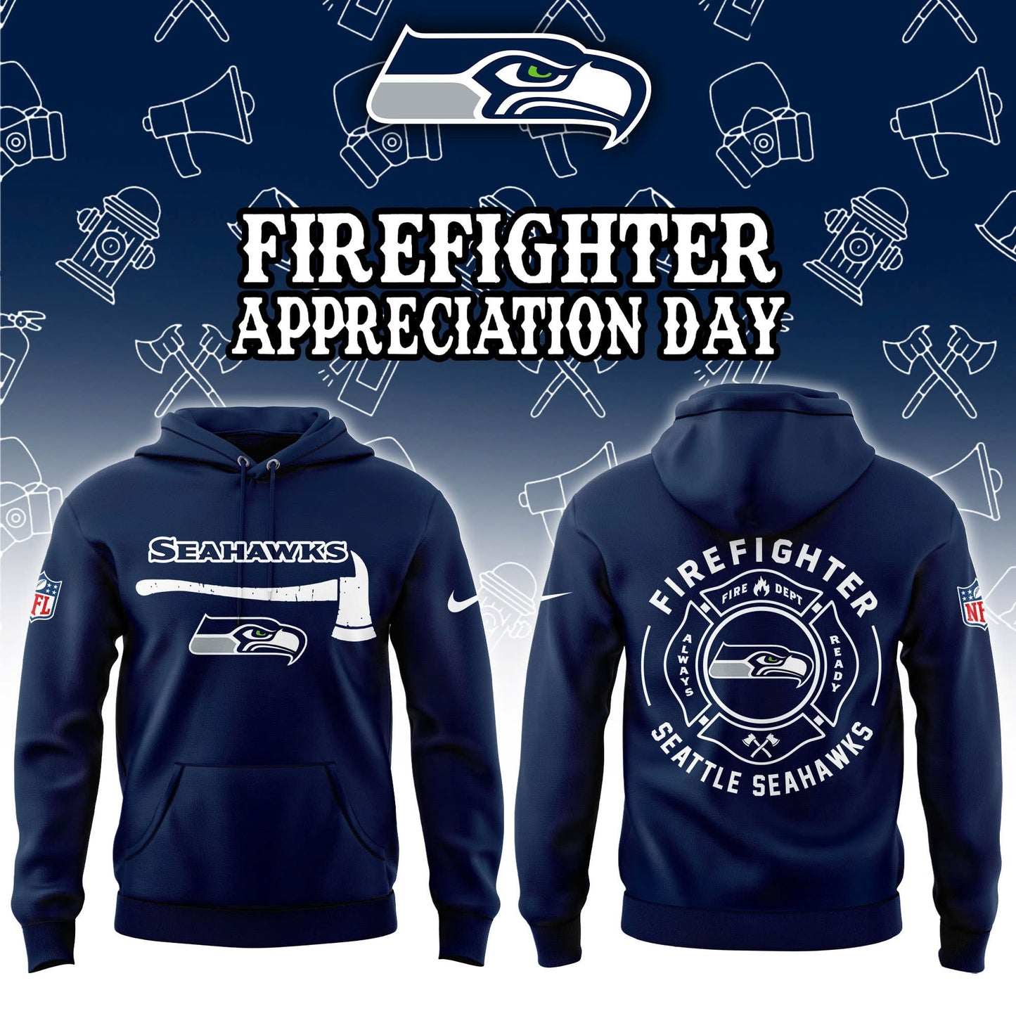 Seattle Seahawks Firefighter Appreciation Day Hoodie | Jogger | Cap Limited Edition