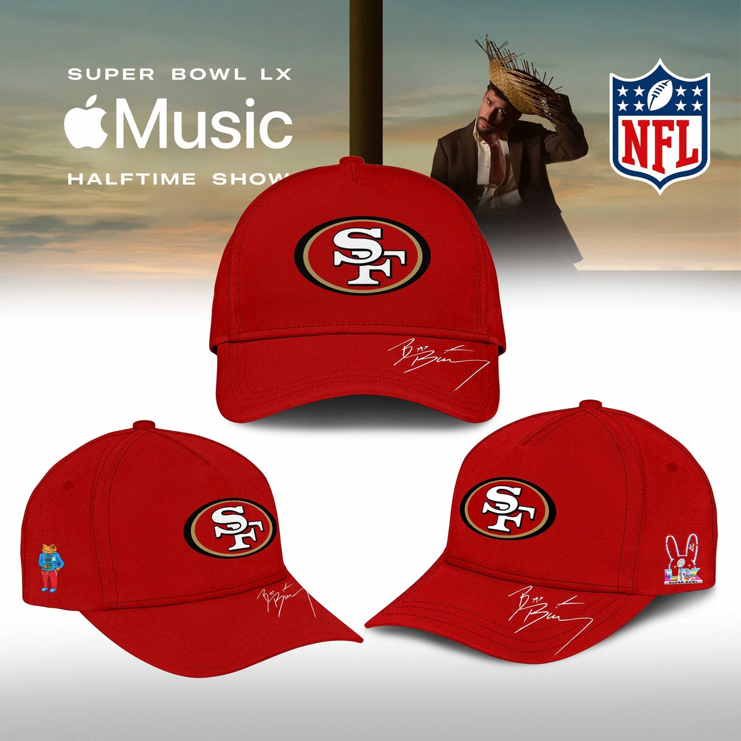 San Francisco 49ers Bad Bunny 2026 Super Bowl LX Customized Jersey
